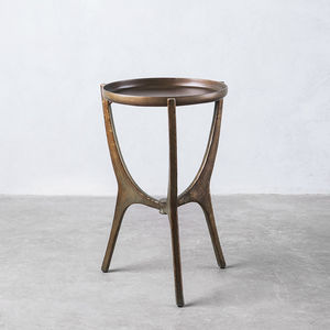contemporary side table / steel / round
