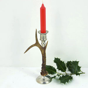 metal candle holder / wooden