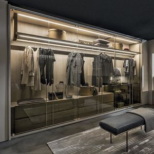 contemporary wardrobe / glass / with swing doors