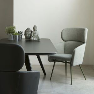 contemporary armchair / beech / metal / fabric