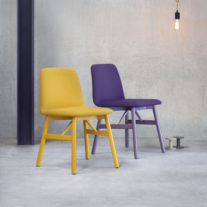Scandinavian design chair / upholstered / velvet / beech