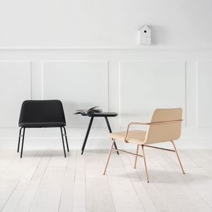 Scandinavian design armchair / fabric / metal / white