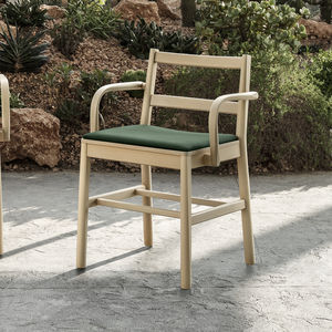 Scandinavian design chair / upholstered / with armrests / velvet