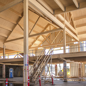 wooden pillar / glulam / rectangular / dual-fuel