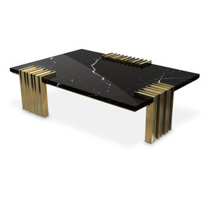 contemporary coffee table / brass / marble / rectangular