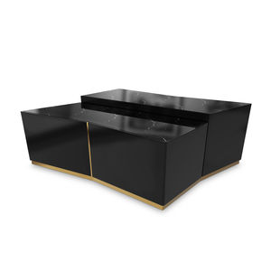 contemporary coffee table / wooden / brass / marble