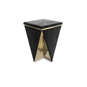 contemporary stool / velvet / brass / upholstered