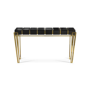 contemporary sideboard table / wooden / glass / brass