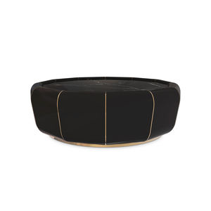 contemporary coffee table / wooden / smoked glass / brass