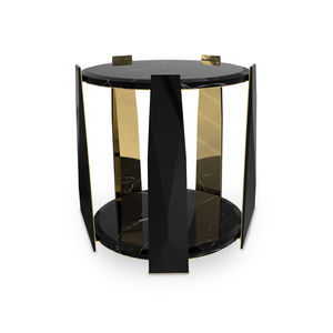 contemporary side table / wooden / brass / polished brass