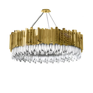 contemporary chandelier / crystal / brass
