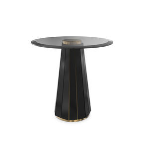contemporary side table / wooden / glass / brass