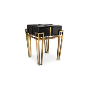 contemporary side table / wooden / glass / brass
