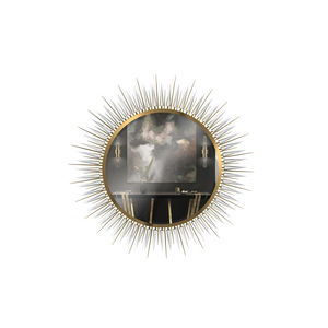 wall-mounted mirror / contemporary / round / brass