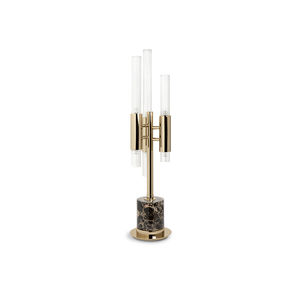 table lamp / contemporary / gold-plated brass / crystal