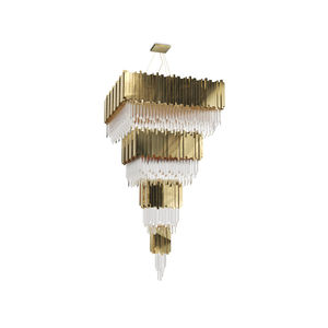 contemporary chandelier / crystal / gold-plated brass / halogen