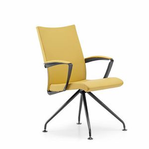 contemporary visitor chair / with armrests / upholstered / fabric