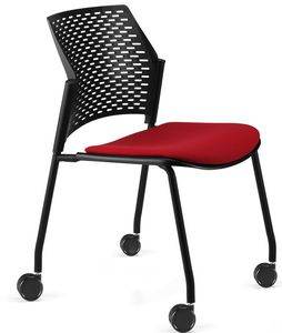 contemporary visitor chair / with armrests / upholstered / stackable