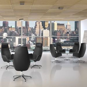 contemporary visitor armchair / fabric / steel / aluminum