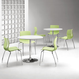 contemporary restaurant chair / with armrests / upholstered / stackable