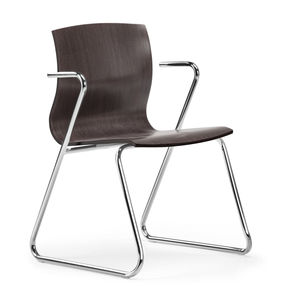 contemporary chair / with armrests / upholstered / stackable