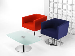 contemporary visitor armchair / metal / fabric / swivel