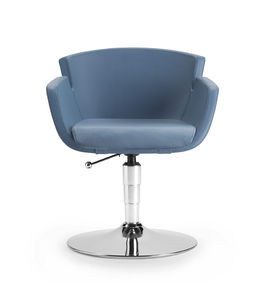 contemporary visitor chair / with armrests / upholstered / on casters