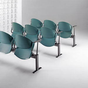 upholstered conference chair / tablet / metal / fabric