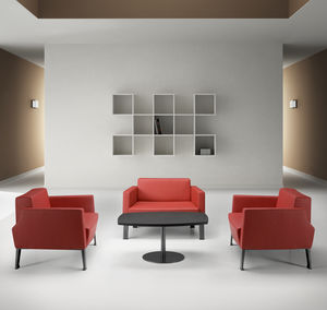 contemporary visitor armchair / fabric / painted metal / with armrests