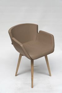 contemporary chair / upholstered / with armrests / fabric