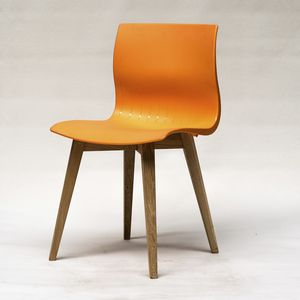 contemporary chair / upholstered / oak / nylon