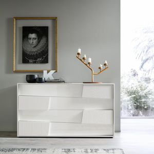 contemporary chest of drawers / lacquered wood / white / gray