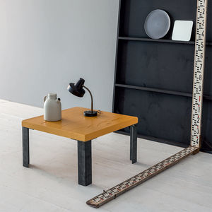 contemporary coffee table / iron / oak / rectangular