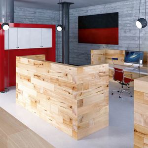 floor-mounted desk partition / wooden / modular