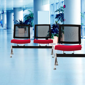 contemporary visitor chair / upholstered / connected / mesh