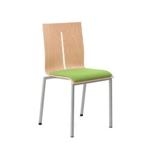 contemporary conference chair / stackable / upholstered / beech