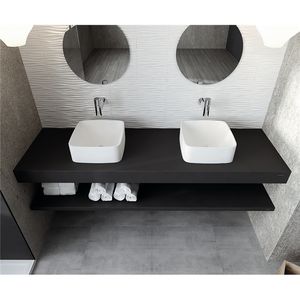 wall-mounted washbasin / square / composite / contemporary