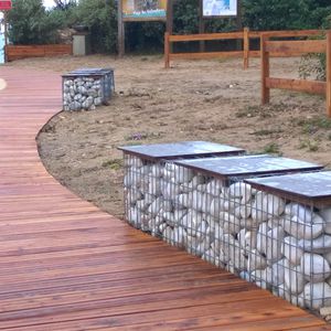 public bench / garden / contemporary / stone