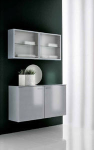 wall-hung washbasin cabinet / aluminum / wooden / contemporary