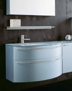 wall-hung washbasin cabinet / aluminum / wooden / contemporary