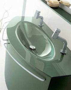 wall-hung washbasin cabinet / aluminum / wooden / contemporary
