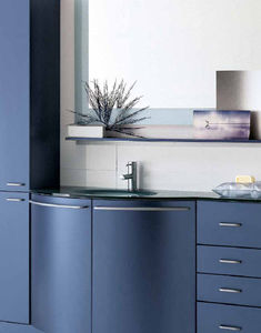 free-standing washbasin cabinet / aluminum / wooden / contemporary