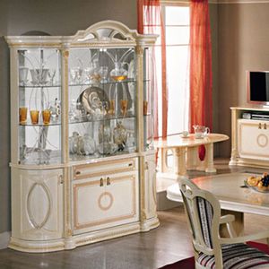classic china cabinet / lacquered wood / glass