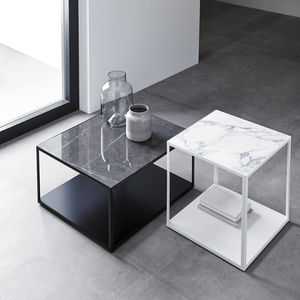 contemporary side table / metal / ceramic / rectangular