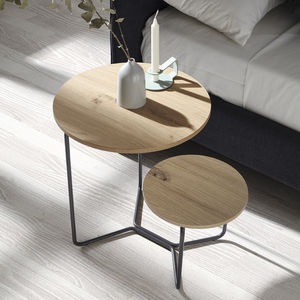 contemporary bedside table / metal / oak / wood veneer