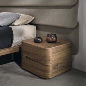 contemporary bedside table / walnut / wood veneer / curved