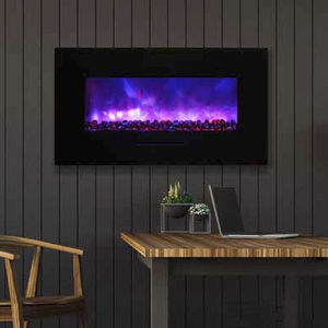 electric fireplace / contemporary / closed hearth / wall-mounted