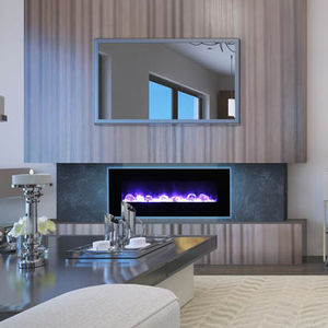 electric fireplace / contemporary / closed hearth / built-in