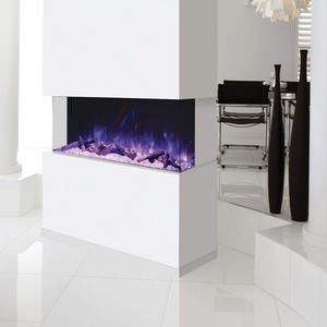 electric fireplace / contemporary / closed hearth / 3-sided