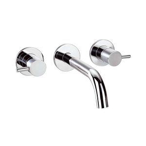 double-handle washbasin mixer tap / built-in / chrome-plated brass / bathroom